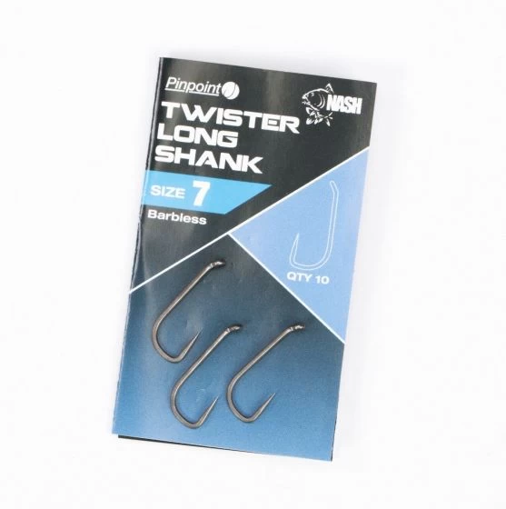 Nash - Pinpoint Twister Long Shank Barbless Hooks 1 Nash - Pinpoint Twister Long Shank Barbless Hooks